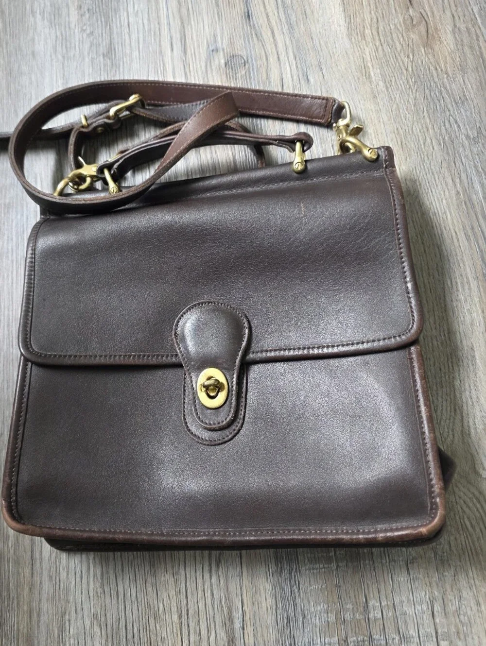 Vintage Coach Classic Brown Leather Men's Briefcase Shoulder Bag